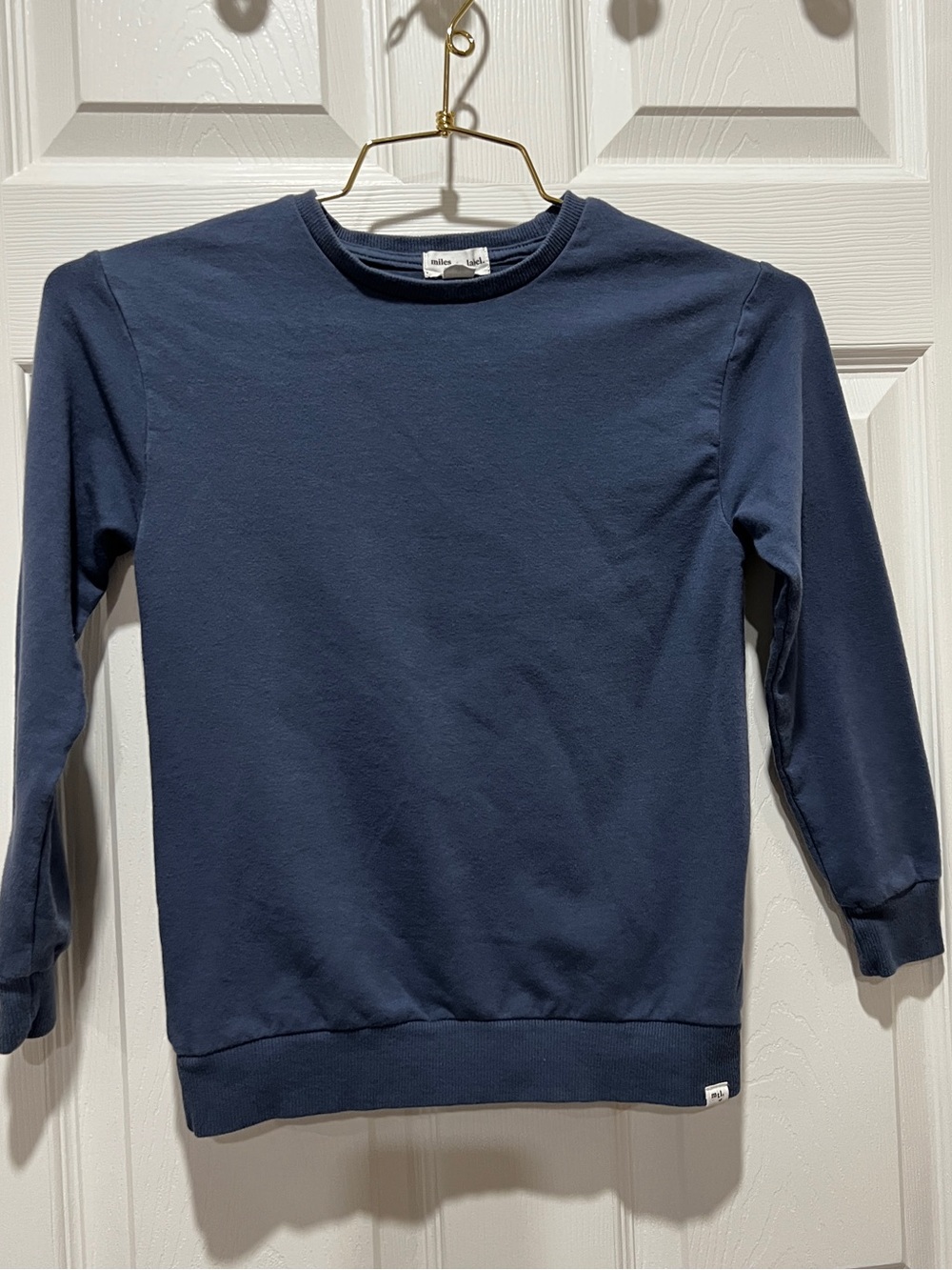 Miles The Label Blue Basics Boys' Crew Sweatshirt Size 7 Kids Organic Cotton